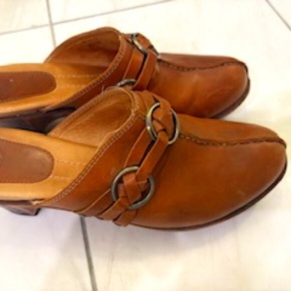 Frye Cheryl Triple Ring Western style Clogs Brown Leather sz 9 - Picture 2 of 8